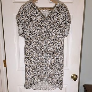 Animal print pocketed shift dress